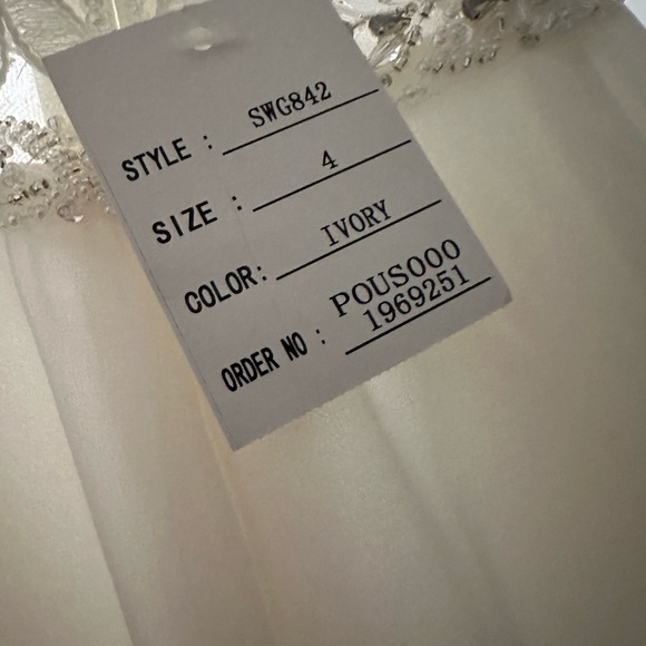 Elegant Cream Lace Wedding Dress - Picture 13 of 14